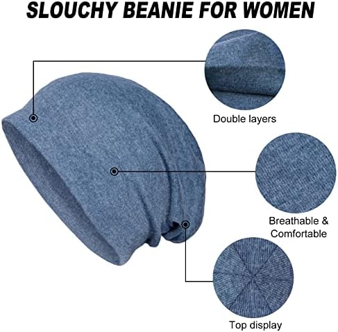 Senker moda 2 Pack bumbac Slouchy Beanie Pălării, chemo pălării capace pentru femei și bărbați