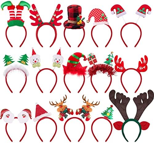 Bqtq 15 bucăți bentițe de Crăciun bentițe de zăpadă bentiță de ren costum de păr bentițe de pom de Crăciun bentițe de elfi