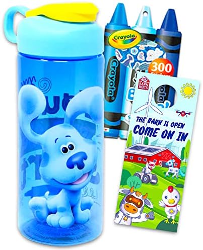 Blue's Clues Sticla de apă din plastic pentru băieți și fete ~ 3pc pachet cu indicii albastre sticla reutilizabilă pentru casă, călătorii, școală și sport, plus autocolante și multe altele