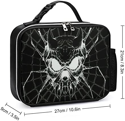 Pânză de păianjen Craniu Art izolat prânz Tote sac durabil masa de prânz cutie Container cu mâner detașabil Buckled pentru birou de lucru Picnic de călătorie