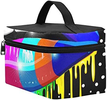 Buze senzuale Psychedelic Rainbow Paint Polka Dot Punct de prânz cutia de prânz TOTE Suport de prânz Izolat Prânz Insulat pentru femei/bărbați/Picnic/Boating/plajă/pescuit/școală/muncă