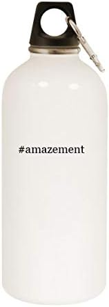 Produse Molandra #AMAZEMENT - Hashtag Hashtag Sticlă de apă albă din oțel inoxidabil cu carabină, alb