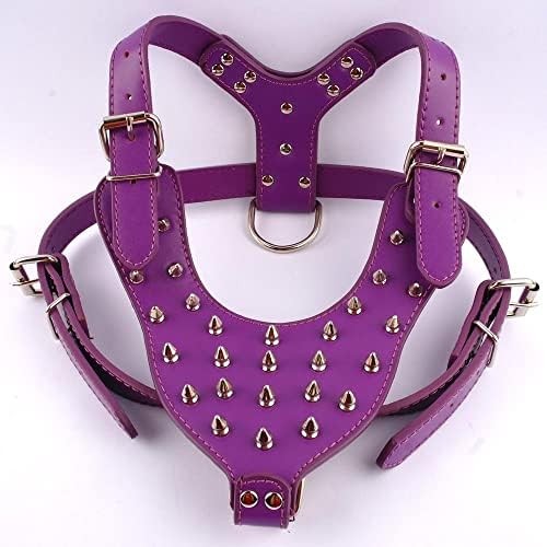 SXNBH Purple reglabil cu vârf de piele cu vârf de piele cu guler din piele cu piper cu vârf de câine pentru câine mare Pitbull