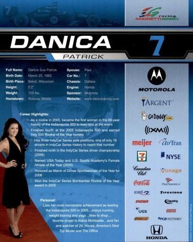 Danica Patrick a semnat seria Motorola IndyCar 8x10 Card de șofer foto #2 JSA COA - Fotografii NASCAR autografate