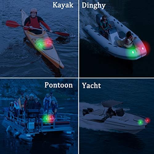 Lumini de navigație cu caiac cu baterie Botepon, lumini cu barca cu LED -uri marine, lumini cu arc pentru barca și lumini de