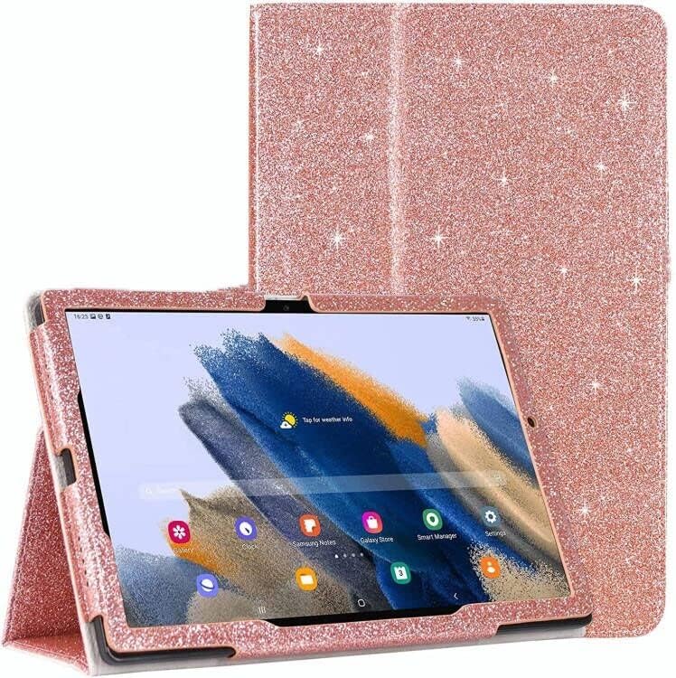 Caszone Samsung Galaxy Tab A8 10,5 inch Carcasă 2022 cu suport pentru creion, sclipici bling stand pliant inteligent automat/tabletă de somn Cover Protector pentru fete/femei sclipici roz