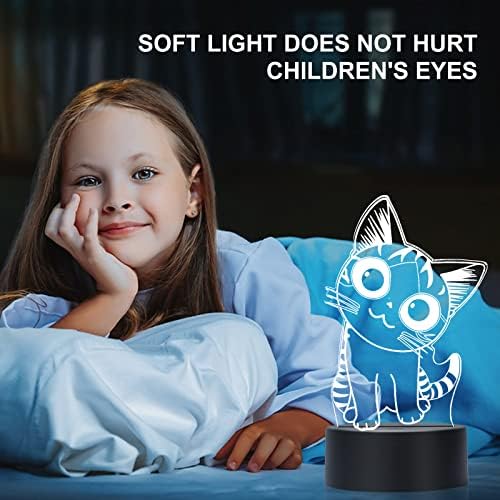 Cat Night Light lampă de noapte 3D lampă de birou LED Touch Control 7 schimbări de culoare, lumină de noapte pentru copii potrivită