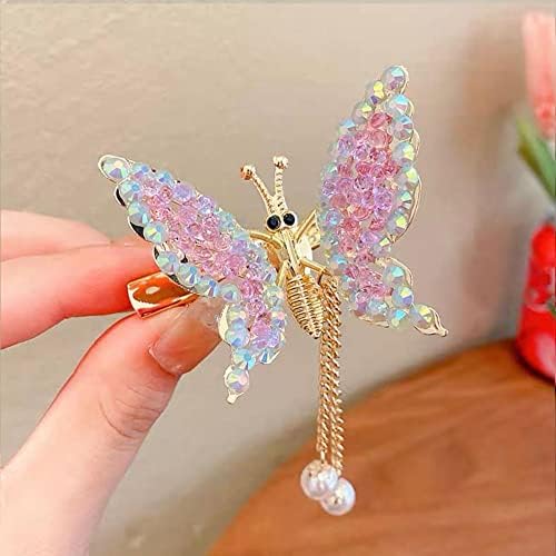 Cuikosaer Flying Butterfly Hairpin, nou fluture Clipuri de păr de strasuri Clip lateral din metal, mișcare fluture zburător