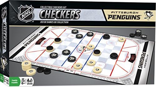 MasterPieces Family Game-NHL Pittsburgh Penguins Checkers-joc de bord licențiat oficial pentru copii și adulți