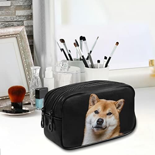 Portret glafy al carcasei creionului de câini Shiba Inu, pungă de creion cu capacitate mare Geantă cosmetică portabilă, pentru