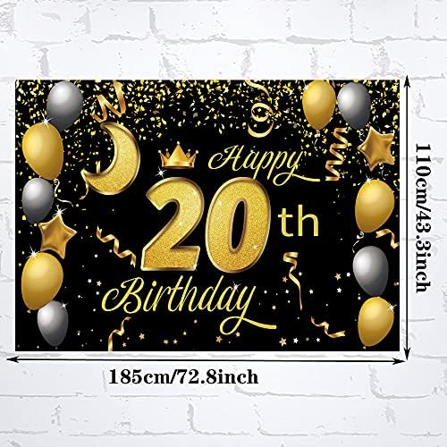 Sweet Happy 20th Birthday background Banner Poster 20 Birthday Party Decorations 20th Birthday Party Supplies 20th Photo Background
