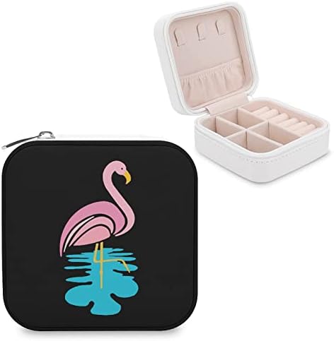 Flamingo Stand Bijuterii înalte cutii de depozitare Pu Piele mici cutii Organizatoare de călătorii cu bijuterii cu fermoar cu fermoar