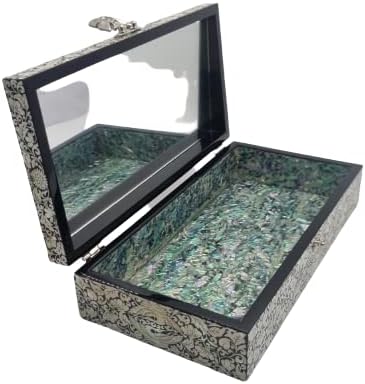 일반 Cutie de bijuterii Mother-Pearl Nanuri Dimensiune mare cu oglindă/Lacqueded Coreean Noble Box pentru femei unice pentru femei/păsări cu două macarale decorative