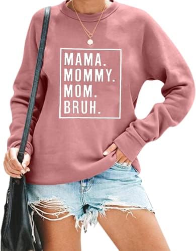 Kuedfeu mamă mamă mamă Bruh pulovere pentru femei amuzante mamă manevrari cu litere casual tipărit cu mânecă lungă topuri pulovere