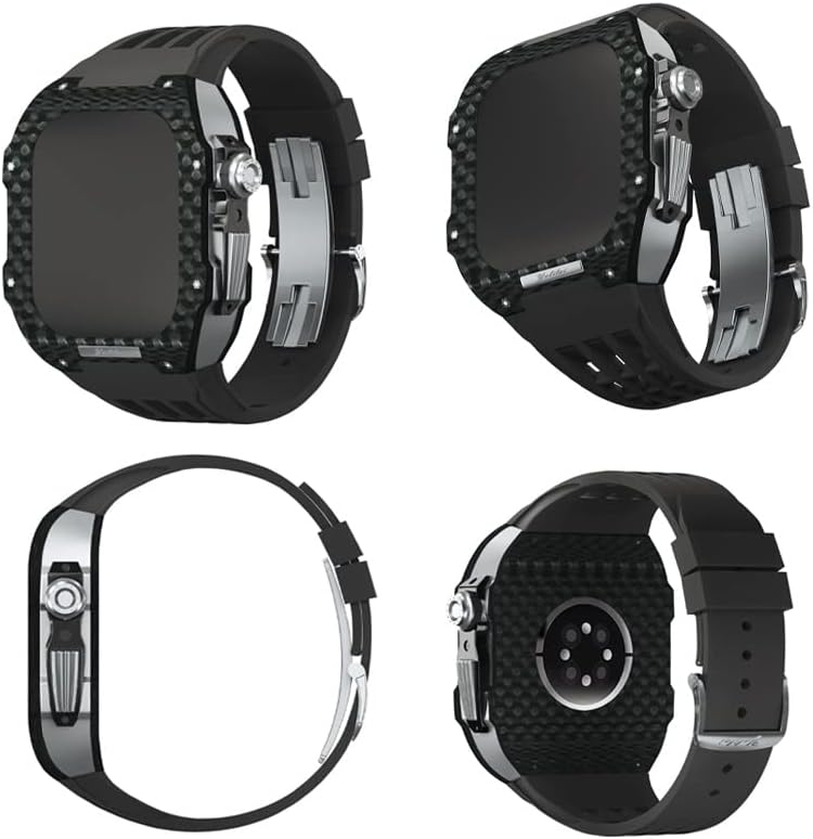 AEMALL 44 45mm fibra de Carbon Metal caz pentru Apple Watch curea Band Men lux modificarea Kit Cadru acoperi pentru iWatch