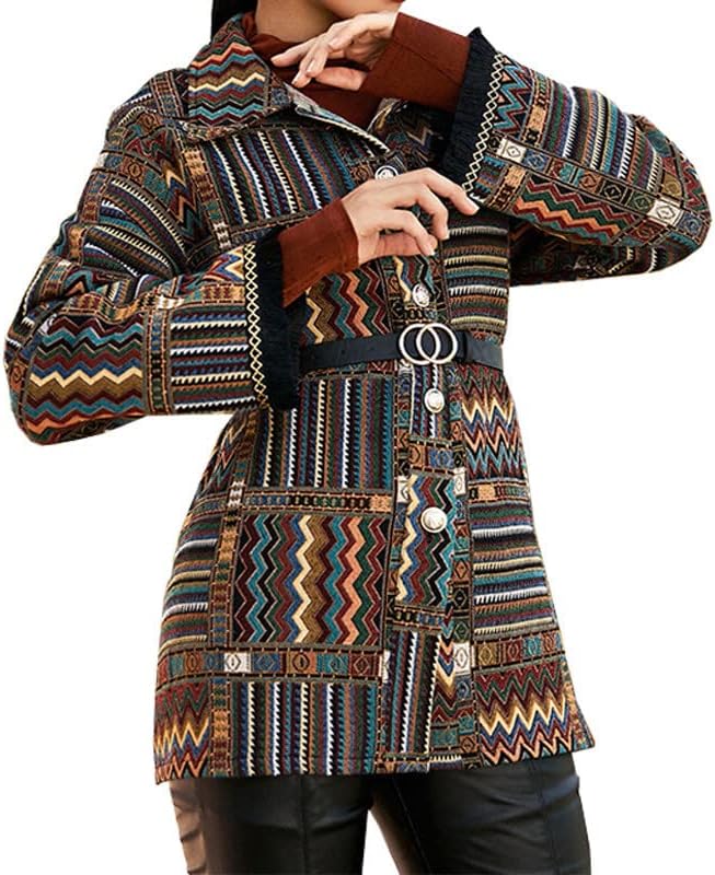 Femei pentru jacheta cu haină de lână etnică 2022 Modă paltoane de iarnă cu mânecă lungă cu copertină cu talie cu talie cu