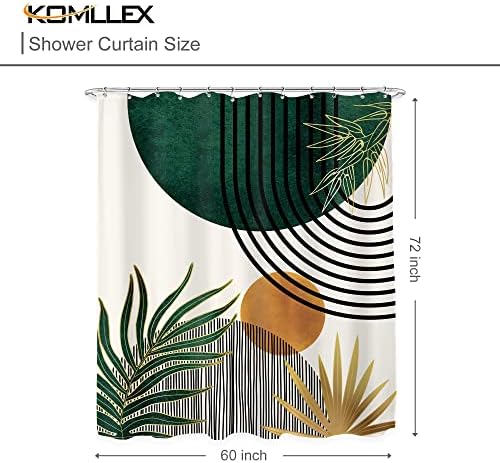 Komllex Green Mid -Century Boho Cortina pentru decor pentru baie 60WX72H inci Rezumat Modern Soare Modern Minimalist estetic