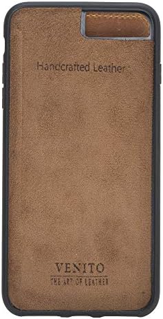 Geantă portofel subțire din piele Venito Verona compatibilă cu iPhone 8 Plus și iPhone 7 Plus-Snap On flip back Cover-protecție RFID-Antique Brown