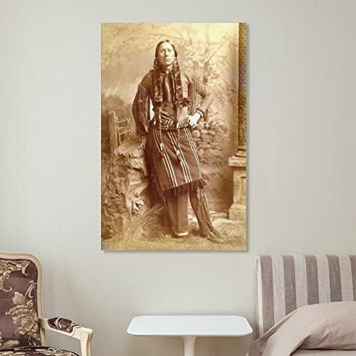 Fotografie veche a războinicului indian american, șeful șefului quanah parker, picturi de artă de perete, decor de perete decor