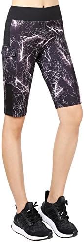 Zinmore pentru femei cu lungimea genunchiului pentru femei pantaloni scurți de yoga Pantaloni de antrenament care rulează jambiere cu buzunare