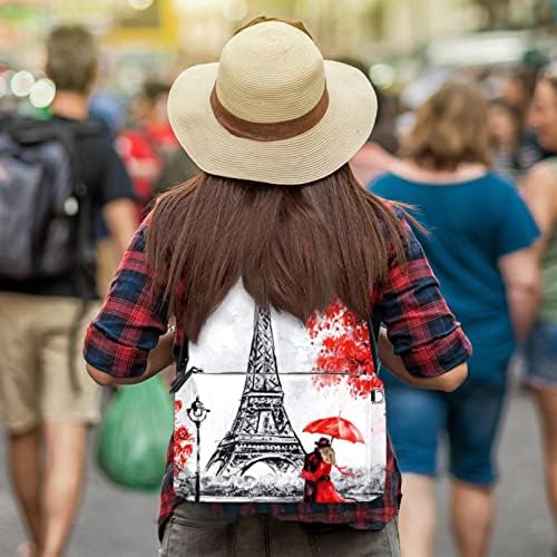 Tbouobt din piele rucsac de călătorie laptop ușor rucsac casual pentru bărbați pentru femei, artă vintage Paris Eiffel Tower