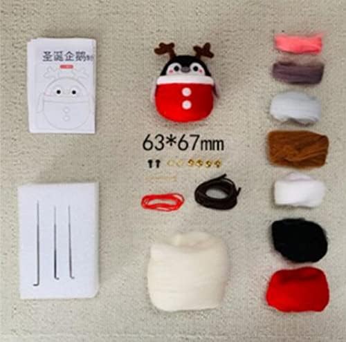 Kit Felting Felting de ac de 1pc, kit de artizanat de lână pentru adulți și copii, păpușă de pinguin de Crăciun, livrări de
