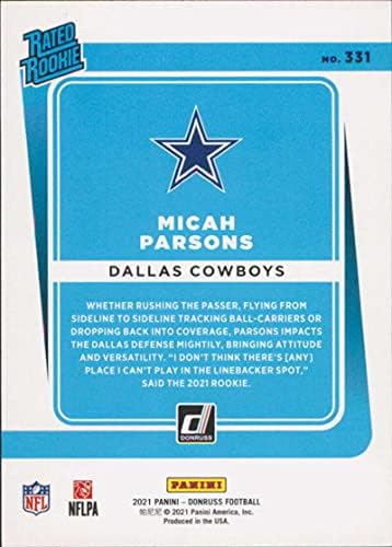 2021 Donruss 331 Micah Parsons Dallas Cowboys Evaluat Rookies NFL Card de fotbal NM-MT