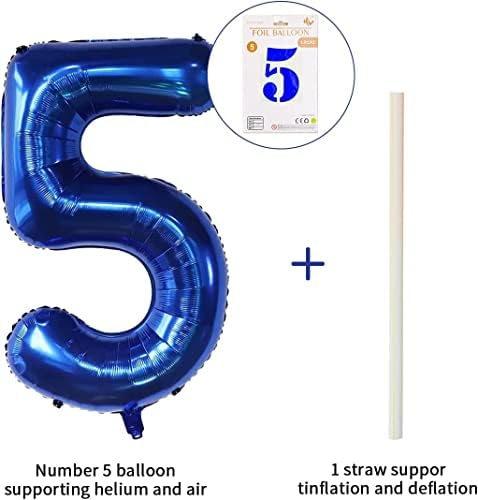 40 inch albastru bleumarin marin 5 balon, număr mare de albastru închis baloane cu folie 0-9 Jumbo digital Royal Blue Bloalons 5 pentru petrecerea de 5 ani, aniversare de nuntă, decorațiuni de sărbătoare