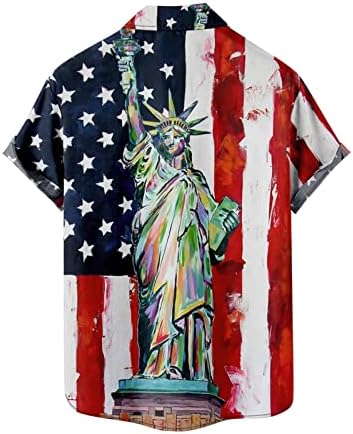 MENS Fashion and Leisure Independence Day 3D Digital Imprimare cataramă cămașă cu mânecă scurtă cu mânecă scurtă top scurt