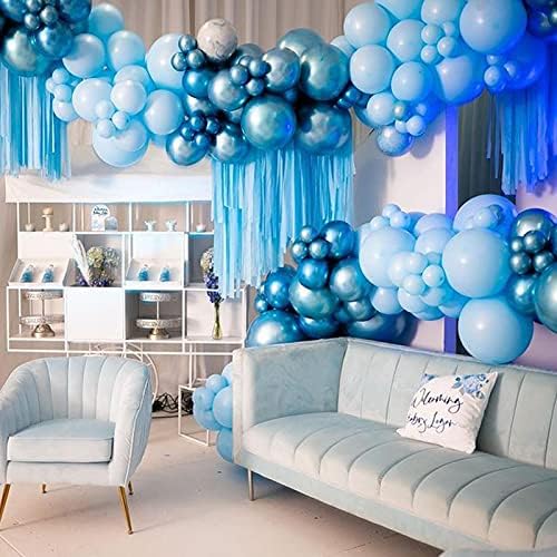 162pcs băiat ziua de Naștere diferite Albastru Macaron Dimensiune baloane Garland Kit întuneric și copil albastru crom baloane albe pentru copil duș nunta petrecere Decor