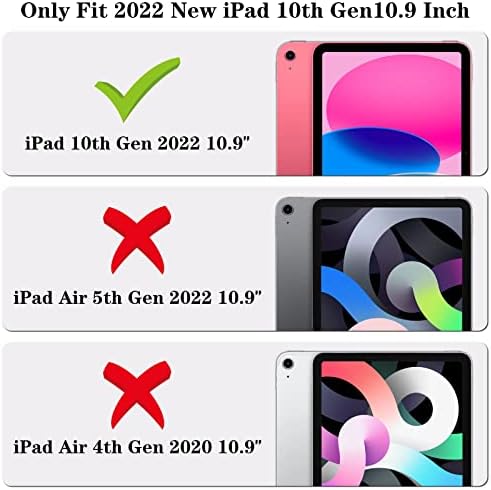 WESADN pentru iPad 10th Generation Caz 2022 cu Kickstand Purse Lanyard Silicon Bubble Bubble Case pentru fete Femei drăguțe Rainbow Pop Tablet de protecție pentru iPad 10th Gen 10.9 inch 2022 Rose Roșu