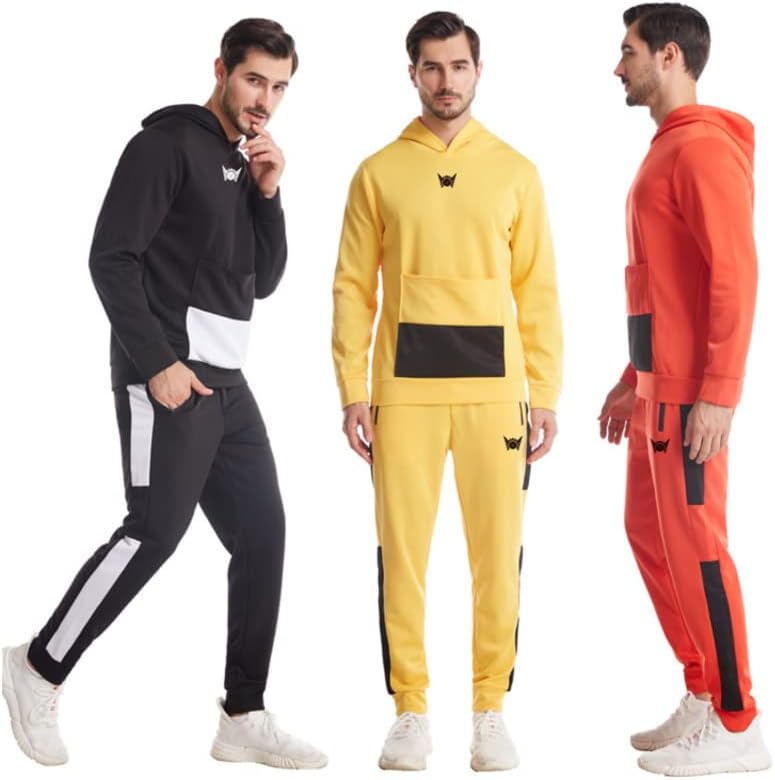 Primăvara masculină și toamna blocarea culorilor sportive pentru timp liber din două piese set mușchi fitness cu glugă pulover sportiv set de pantaloni sportivi