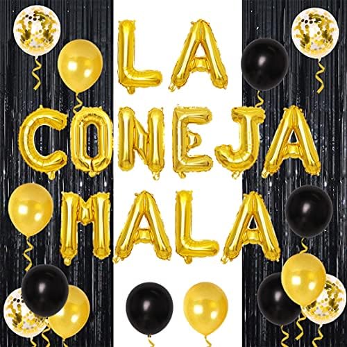 Decorații de petrecere de iepuraș la congeja mala Party Supplies Gold pentru fete Yo Perreo Sola Banner cu cortină cu perdea de tinsel pentru hip hop temă de naștere nunta de naștere pentru petreceri de petrecere