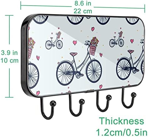 Bicicletă vector model de imprimare suport pentru suport pentru perete, suport pentru haina de intrare cu 4 cârlig pentru haina haine de pălărie rochii pentru baie de intrare baie