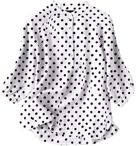 Cămăși cu buton de lenjerie pentru femei 2023 Pantaloni scurți de vară tricouri cu mânecă comodă Tricouri imprimate Tricouri