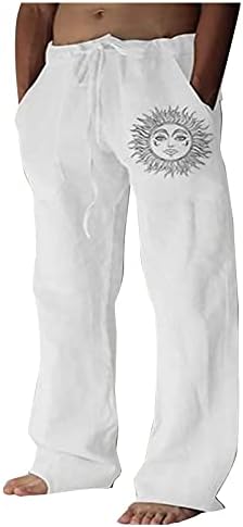 Pantaloni de lenjerie zefotim bărbați deschiși slim se potrivesc simplu casual vara comfy plajă pantaloni cu buzunare