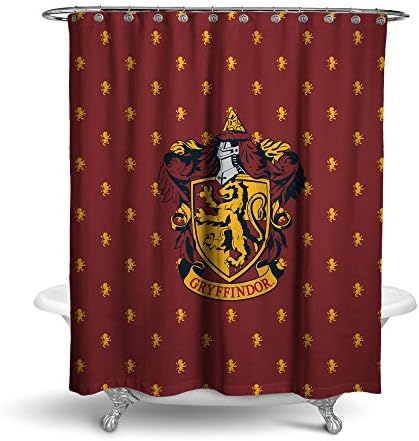 Fabrică de robe Harry Potter Gryffindor Duș Cortină Curină Decor de baie cu inele de cârlig