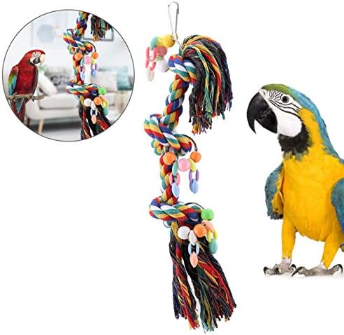 Jucării de mestecat pentru păsări de gloglow, papagaluri cu funie multicolore cu frânghie de joacă agățată de mestecat jucării