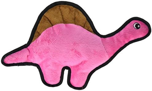 Snuggle Puppy Tender -Tuffs Crinkle - Tough Plush Plush Dog Toy - Dinozaur roz cu gât lung, cu sunet de crinking și cusături