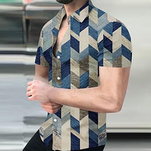 Cămăși cu buton pentru bărbați, modă 3D cu mânecă scurtă topuri cu mânecă scurtă la modă, se potrivesc tricouri cu coajă geometrică