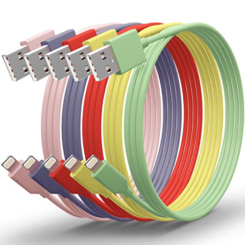 Cablu de încărcare rapidă iPhone 5 Pack Color [Certificat Apple MFI] Cablu de fulgere de 6ft Lungime de încărcare de mare viteză
