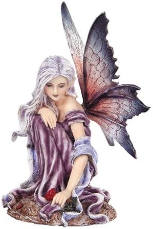 Pacific -cadou de 5,25 inch Fairyland Fairy cu aripi violet cu figurină de statuie a trandafirului roșu