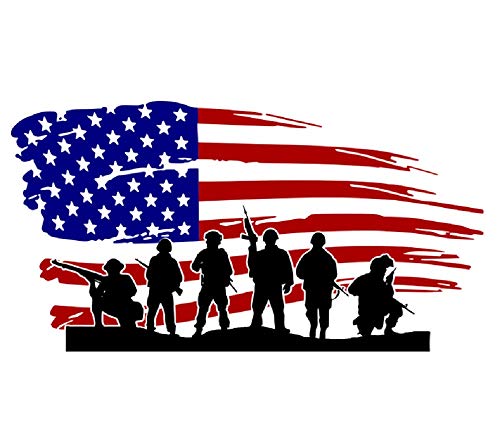 Amaonm vinil detașabil American Flag și Soldier Wall Decal USA Flag Wall Stickers Peel Stick Art Decor pentru Clasă copii dormitor