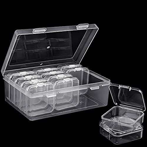 12 bucăți mici margele din Plastic transparent Container de depozitare și organizator cutii transparente cu capac articulat