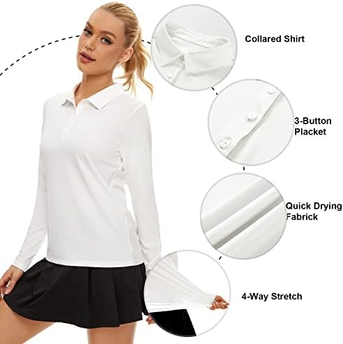 Cămașă de golf feminin Cămașă cu mânecă lungă Upf50+ Protecția solară Umiditate S -a cămașă rapidă de golf uscat de golf