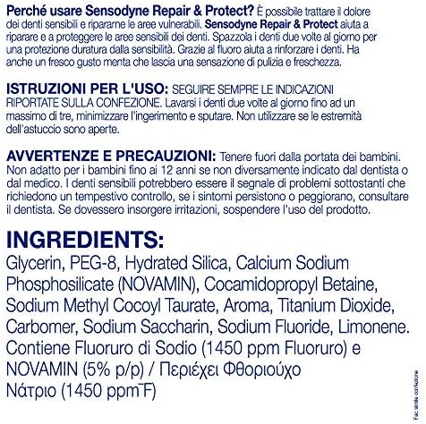 Sensodyne: Pasta de dinți „Reparați și protejați”, alimentat de Novamin 2.53 Tub de uncie fluidă [Import italian]