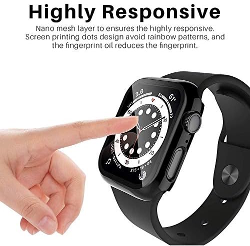 Carcasă stabilistă compatibilă pentru Apple Watch Seria 44mm Serie 6 5 4 SE Protector de ecran de sticlă temperat încorporat,