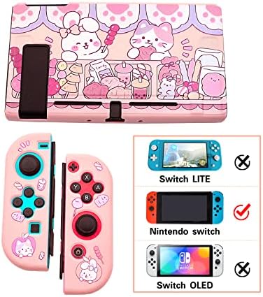 Carcasă de protecție pentru Switch, Cinet Cat și Bunny Case compatibile cu Nintendo Switch, Kawaii Accesorii pentru joc Soft