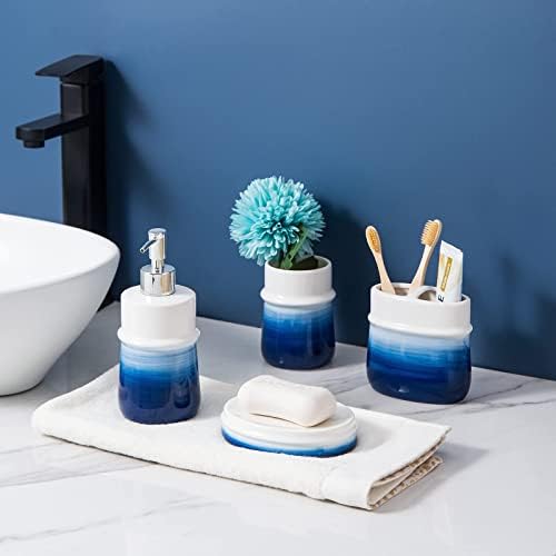 Set de accesorii de baie albastru bleumarin, coșul de gunoi mic rotund decorativ, coșul de gunoi, coșul de containere pentru