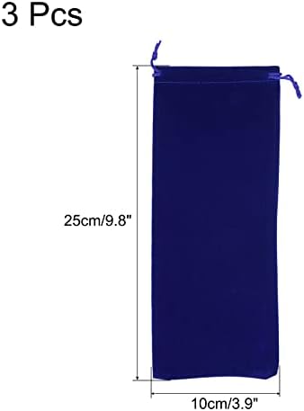 Pungă de microfibră Patikil 25x10cm, 3pcs de stocare moale Bag pentru cadou pentru ochelari nuntă, albastru închis